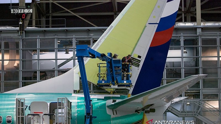 Pekerjaan bagian belakang pesawat Boeing 737 NG di Renton, Washington. (Foto: ANTARA/REUTERS/Matt McKnight)