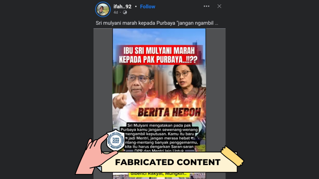 [HOAKS atau FAKTA]: Purbaya Yudhi Sadewa Kena Marah Sri Mulyani Gara-Gara Banyak Penggemar