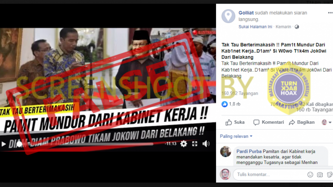 [HOAKS atau FAKTA]: Prabowo Mundur dari Kabinet Jokowi