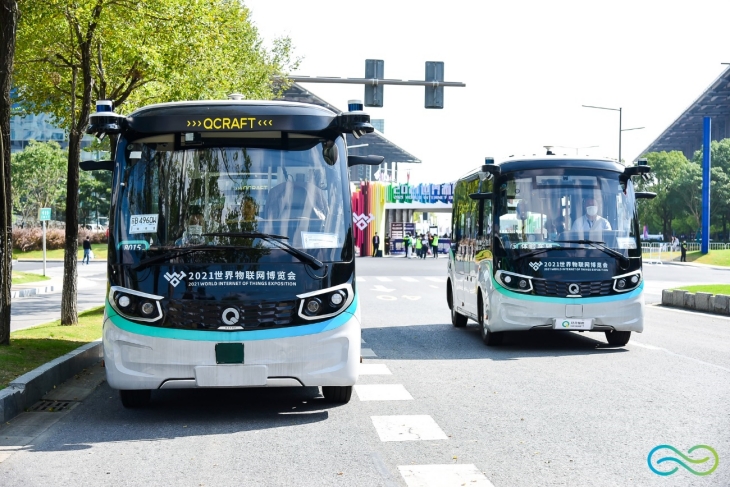 Robobus beroperasi di Guangzhou Inernational Bio Island.  (Foto: QCraft)