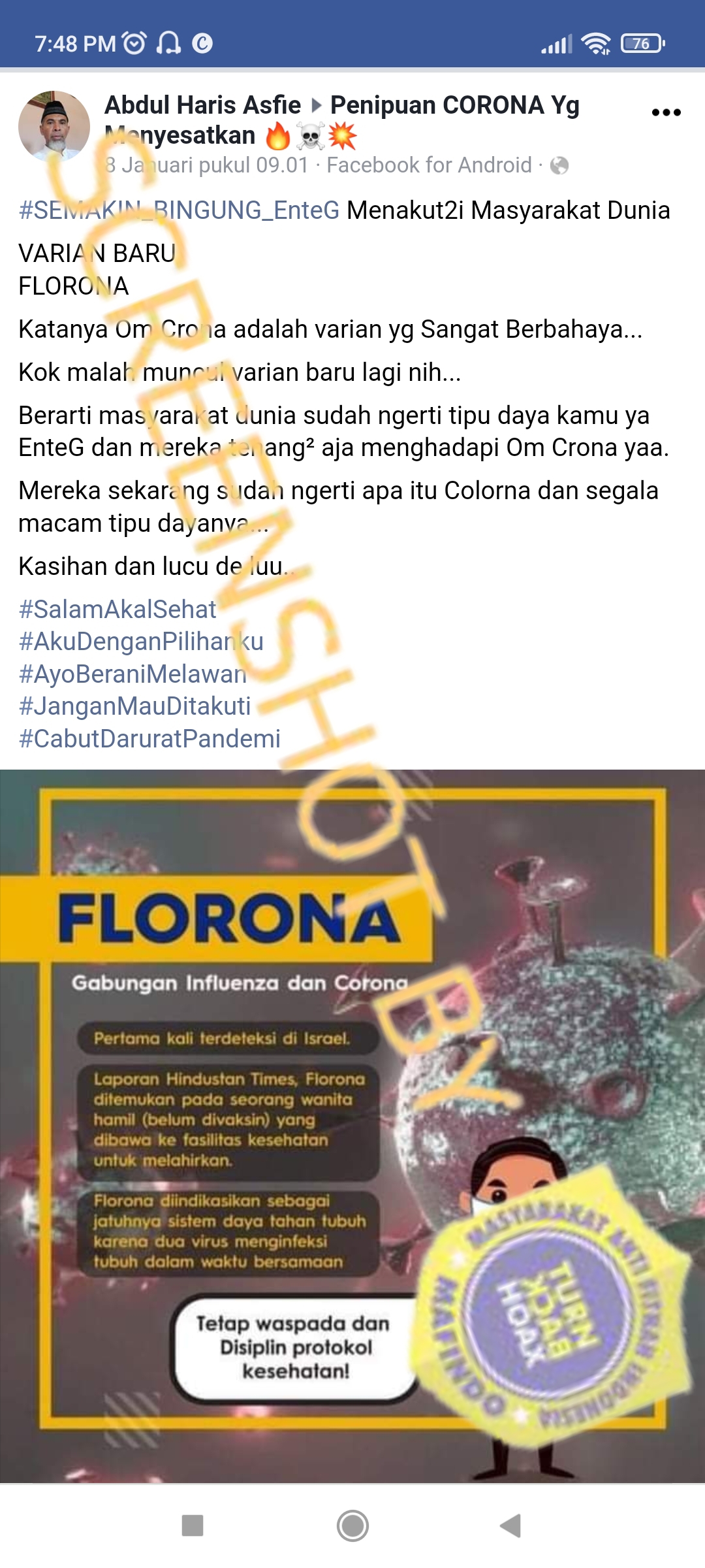 Tangkapan layar hoaks..