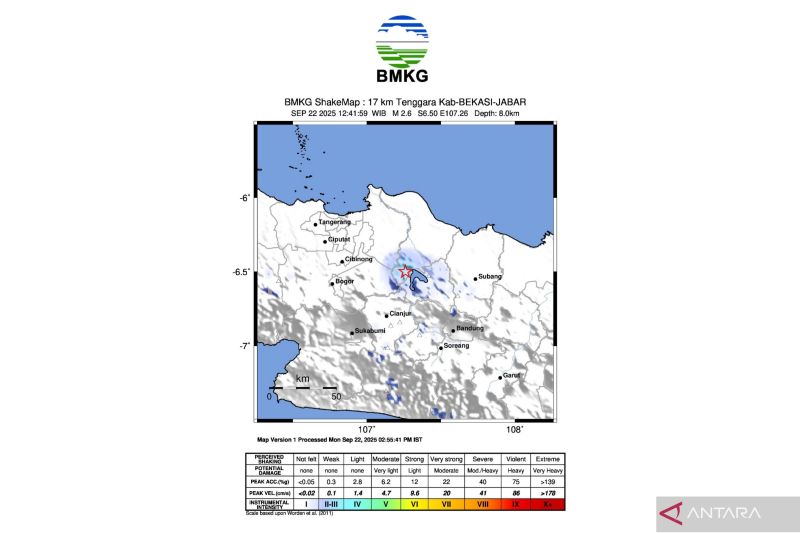 Gempa Bumi Terdeteksi di Kabupaten Bekasi, Getaran Terasa hingga Karawang