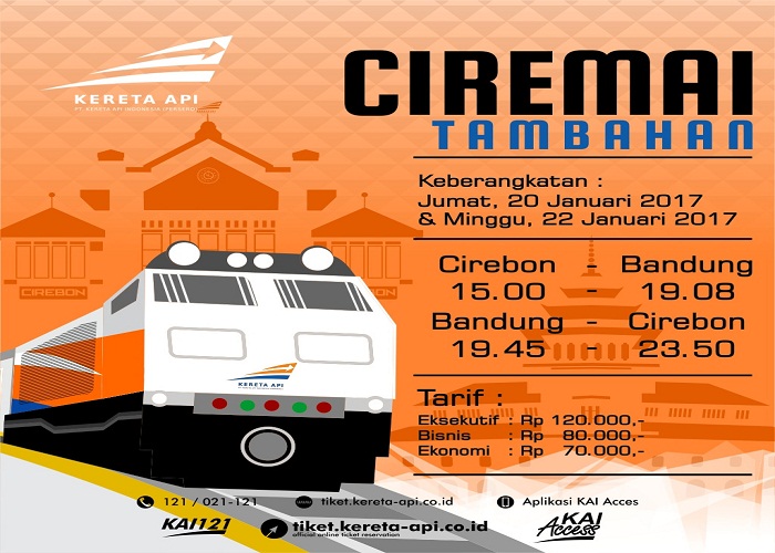 Jadwal Keberangkatan KA Ceremai Ekspres Cirebon-Bandung