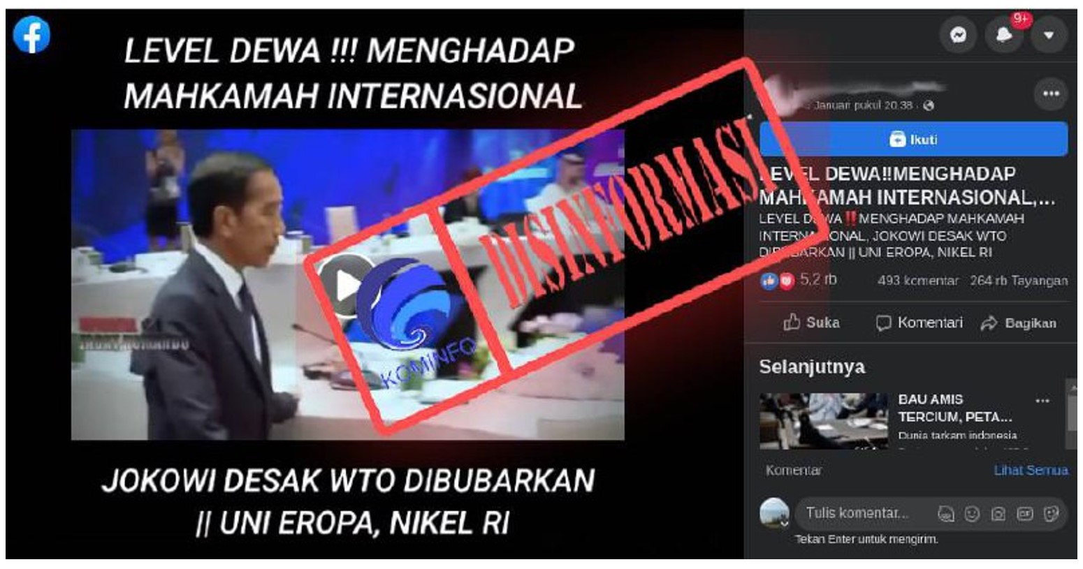 [HOAKS atau FAKTA]: Jokowi Datangi Mahkamah Internasional, Minta WTO Dibubarkan