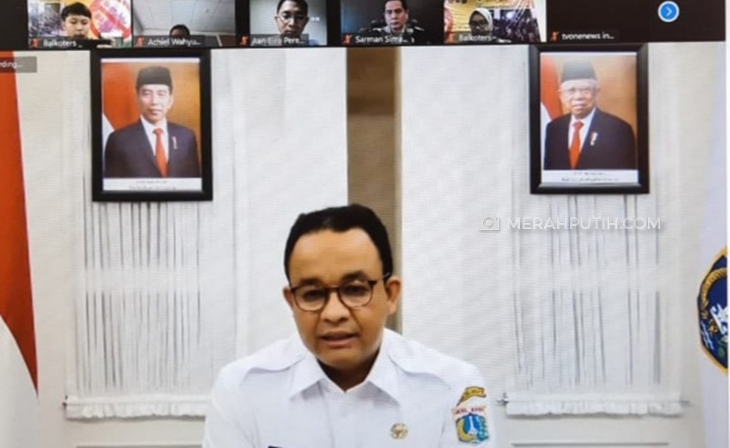 Tangkapan layar diskusi virtual Gubernur Anies Baswedan bersama wartawan. (Foto: MP/Asropih)