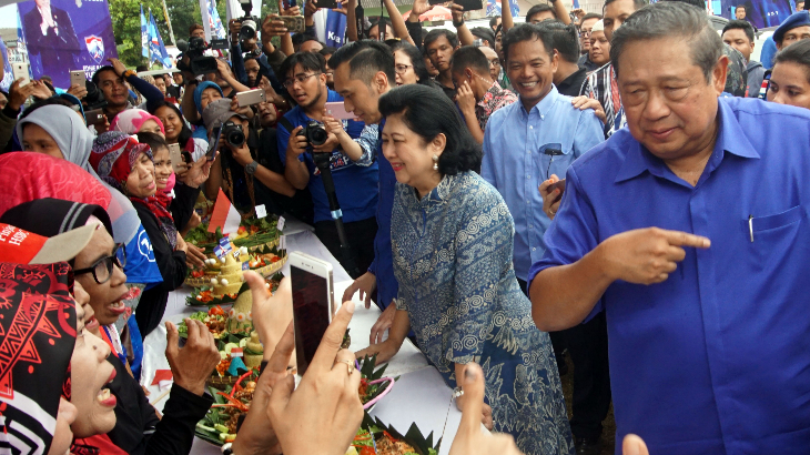 Ketua Umum Partai Demokrat Susilo Bambang Yudhoyono (SBY). (ANTARA FOTO/Raisan Al Farisi)