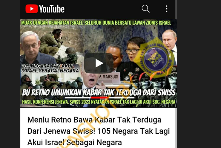 [HOAKS atau FAKTA]: Menlu Indonesia Tegaskan Israel Tidak Diakui 105 Negara