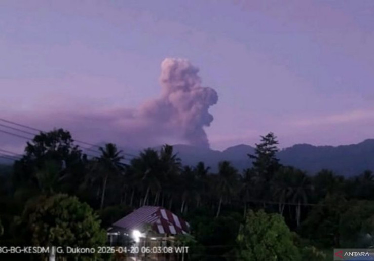 Gunung Dukono di Halmahera Utara Erupsi Pagi Ini, Tinggi Letusan hingga 1,4 Kilometer