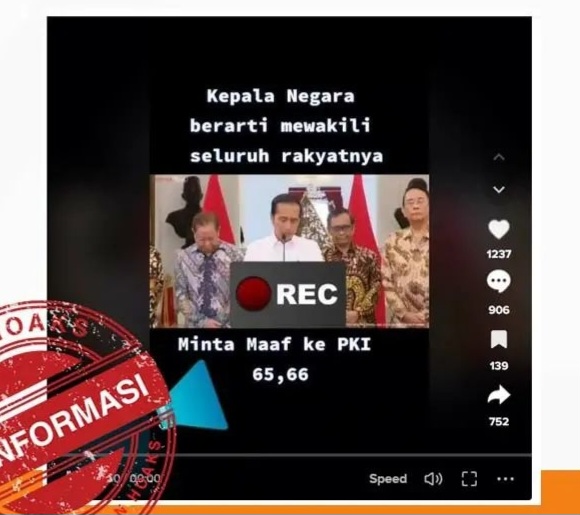 [HOAKS atau FAKTA]: Presiden Jokowi Minta Maaf pada PKI