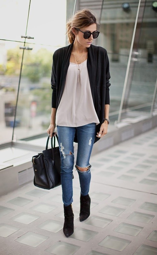 skinny jeans dan cardigan