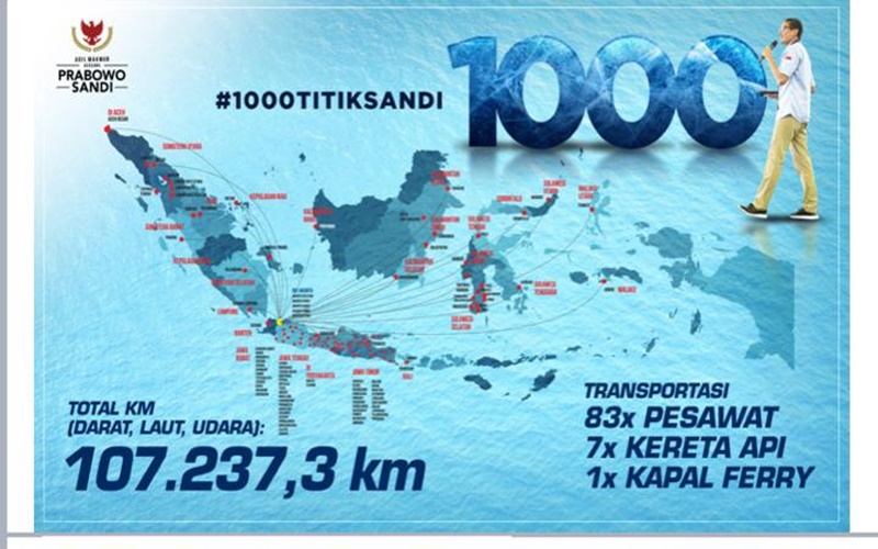 Jarak yang telah ditempuh Sandi selama kampanye Pilpres 2019