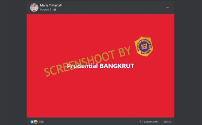 [HOAKS atau FAKTA] : Perusahaan Asuransi ‘Prudential’ Bangkrut 