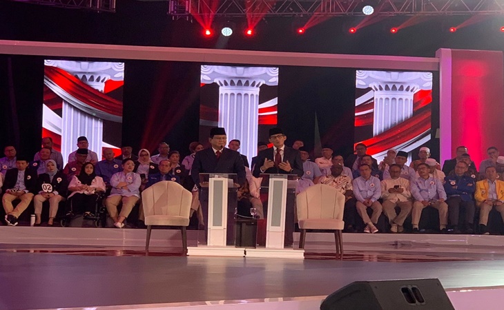 Pasangan Prabowo-Sandi saat debat pertama