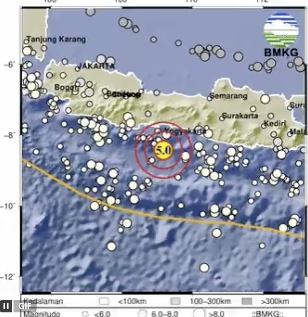 Gempa Bumi Magnitudo 5,0 Terjadi di Dekat Cilacap, Dipastikan Tak Berpotensi Tsunami