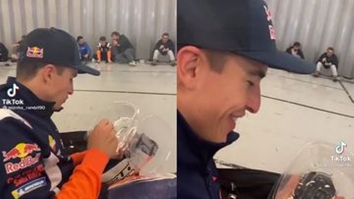 [HOAKS atau FAKTA]: Di Sirkuit Mandalika, Pembalap Marc Marquez Makan Nasi Kotak