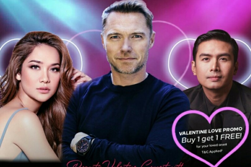 Dokumentasi poster konser "Romantic Valentine Concert With Ronan Keating Featuring Bunga Citra Lestari & Christian Bautista". (HO)	