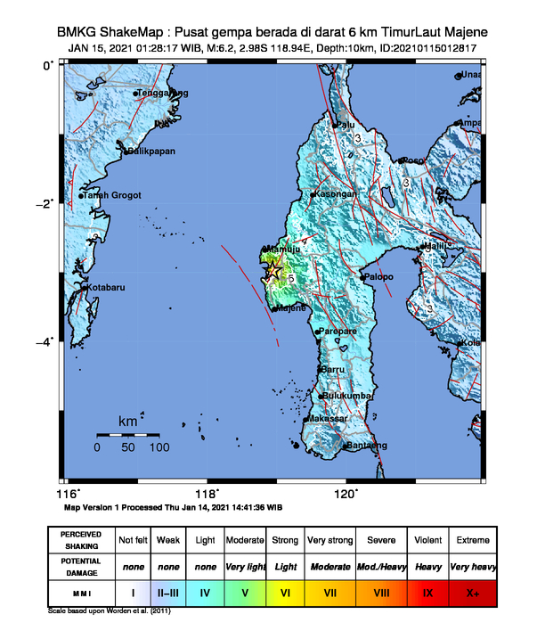 Titik Gempa Majene. (Foto: Antara)