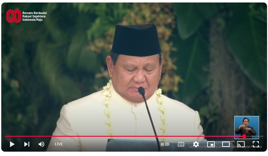 HUT Ke-80 RI: Prabowo Bacakan Teks Proklamasi Kemerdekaan Asli di Istana 