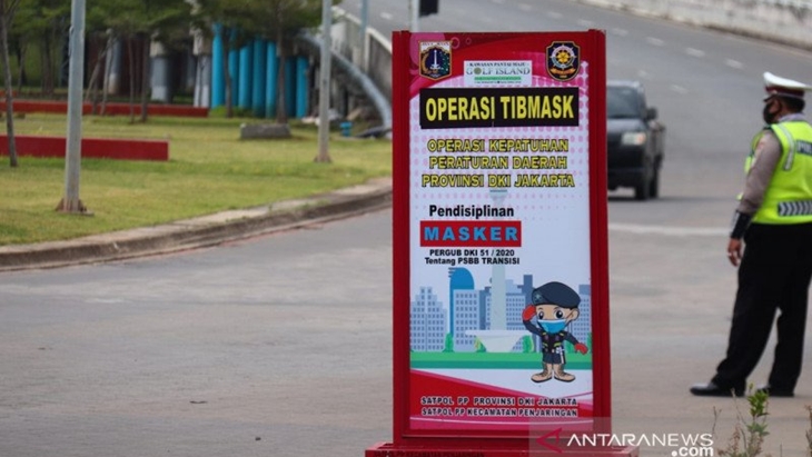 Operasi Yustisi di Pantai Maju PIK, Penjaringan, Jakarta Utara, Minggu (20/9/2020). (ANTARA/HO-Polres Metro Jakarta Utara)