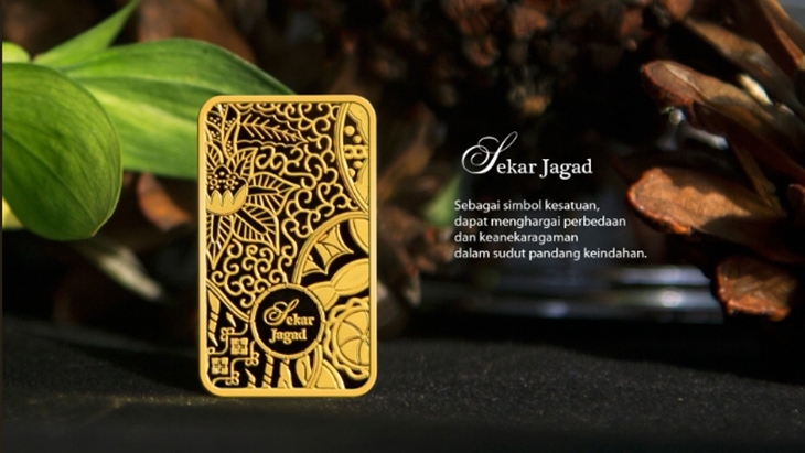 Emas batangan motif Batik Sekar Jagad. (Foto/twitter @officialantam)
