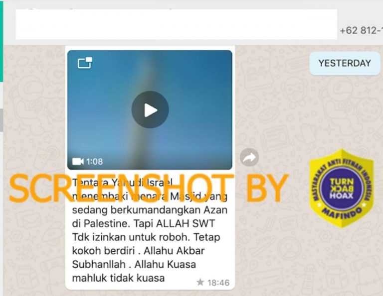 [Hoaks atau Fakta]: Tentara Israel Tembaki Menara Masjid di Palestina
