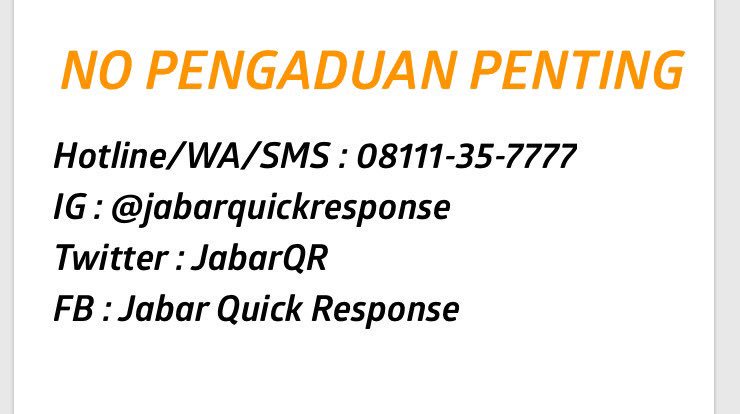 Nomor pengaduan Jabar Quick Response
