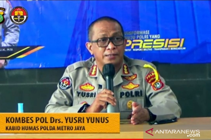 Kabid Humas Polda Metro Jaya Kombes Pol Yusri Yunus dalam jumpa pers di Jakarta, Selasa. (ANTARA/Abdu Faisal)