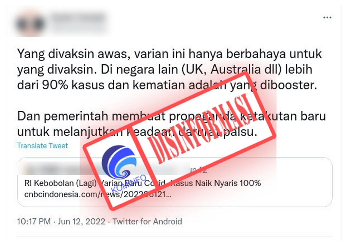 [HOAKS atau FAKTA]: COVID-19 Varian Baru Hanya Berbahaya Bagi yang Sudah Divaksin