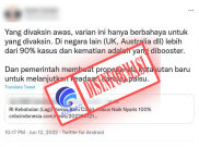 [HOAKS atau FAKTA]: COVID-19 Varian Baru Hanya Berbahaya Bagi yang Sudah Divaksin