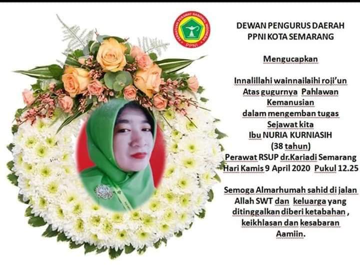 Jenazah perawat Covid-19 di makamkan Komplek Pemakaman RS Karyadi, di TPU Bergota Semarang, Jawa Tengah, Jumat (10/4). (Istimewa/Polda Jateng) 