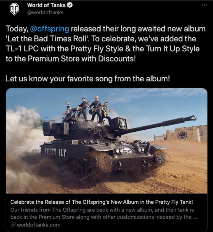 The Offspring Rayakan Album Baru di ‘World of Tanks’