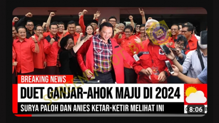 [HOAKS atau FAKTA]: Ganjar Akhirnya Bersama Ahok Maju di Pilpres 2024