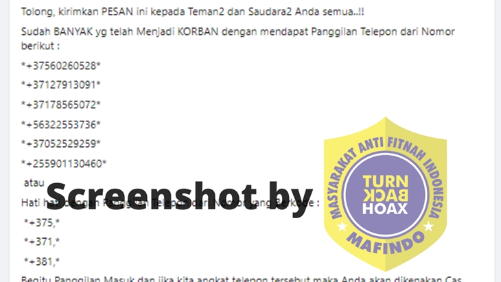 [HOAKS atau FAKTA]: Polri Keluarkan Lis Nomor Telepon dari Sindikat Penjahat