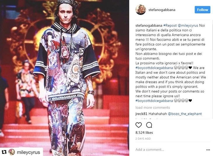 stefano gabbana miley cyrus