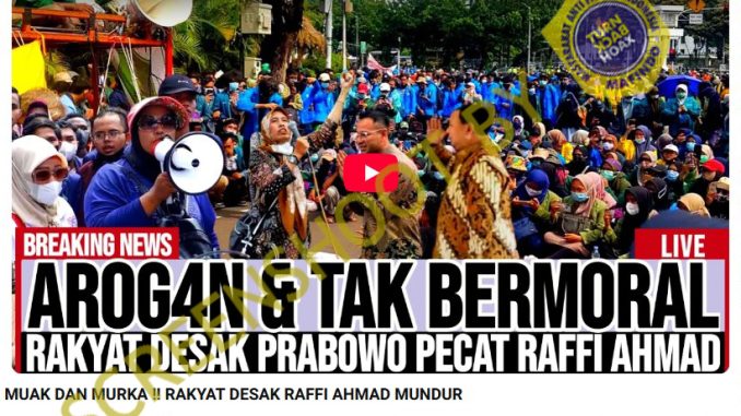 [HOAKS atau FAKTA] : Rakyat Tuntut Prabowo Pecat Raffi Ahmad