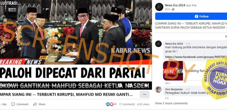 [HOAKS atau FAKTA]: Mahfud MD Gantikan Surya Paloh sebagai Ketum NasDem
