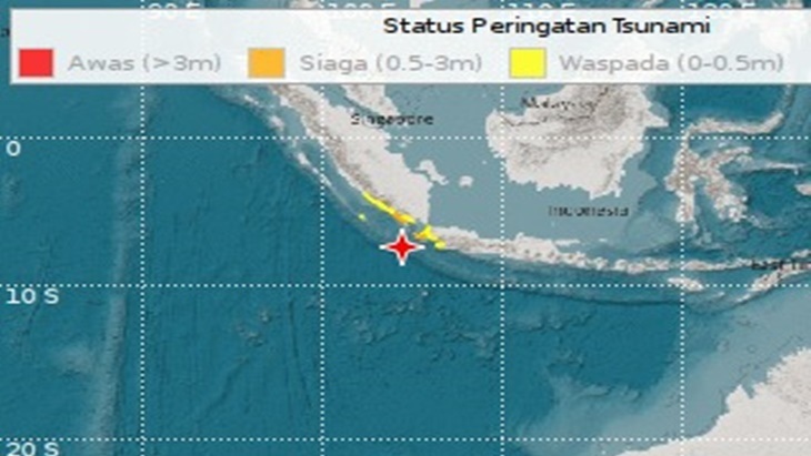 Peringatan potensi tsunami dari BMKG (Foto: screenshot bmkg.go.id)