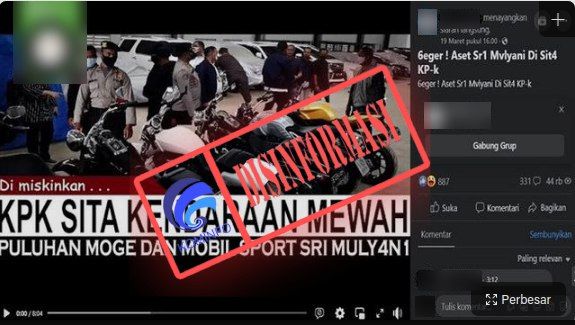 [HOAKS Atau FAKTA]: KPK Sita Moge dan Kendaraan Mewah Sri Mulyani