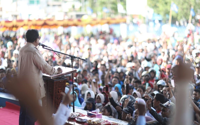 Prabowo Subianto saat menggelar kampanye akbar di Merauke, Papua