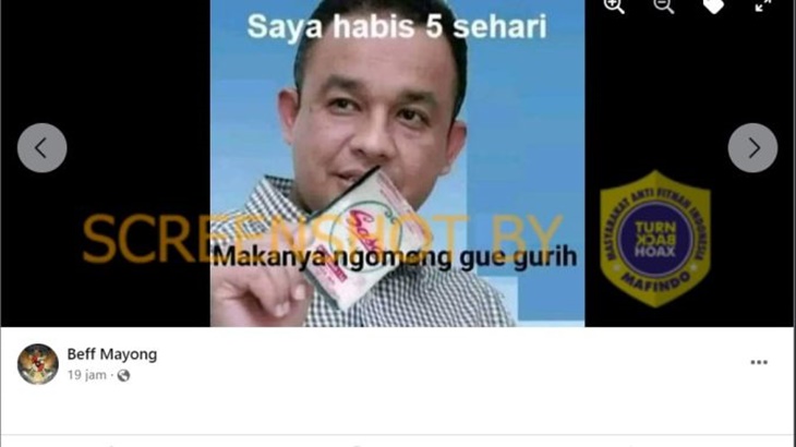[HOAKS atau FAKTA] : Anies Makan Sasa Lima Kali Sehari