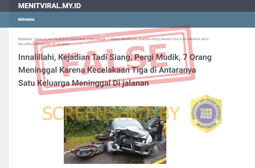 [HOAKS atau FAKTA]: Satu Keluarga Tewas Dalam Insiden Kecelakaan Mudik Lebaran
