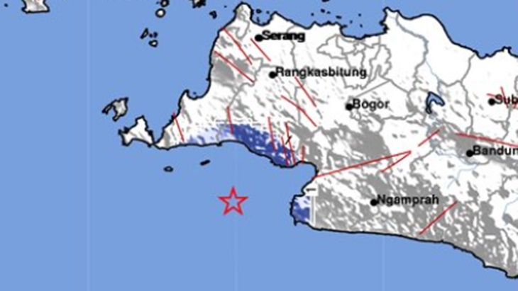 Gambar titik gempa di Lebak. (Foto: twitter BMKG)
