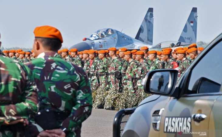 Para prajurit TNI yang mengikuti laitihan Angkasa Yudha 2019