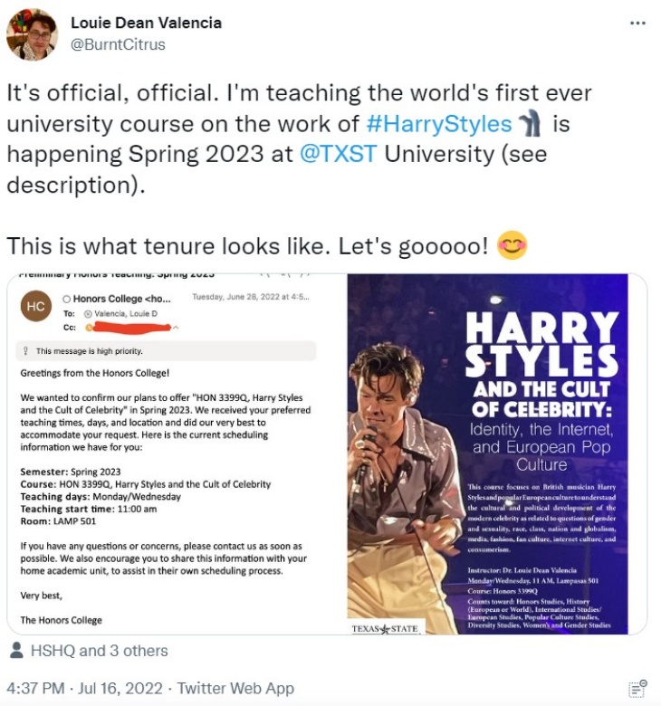 Harry Styles akan Jadi Mata Kuliah di Texas State University