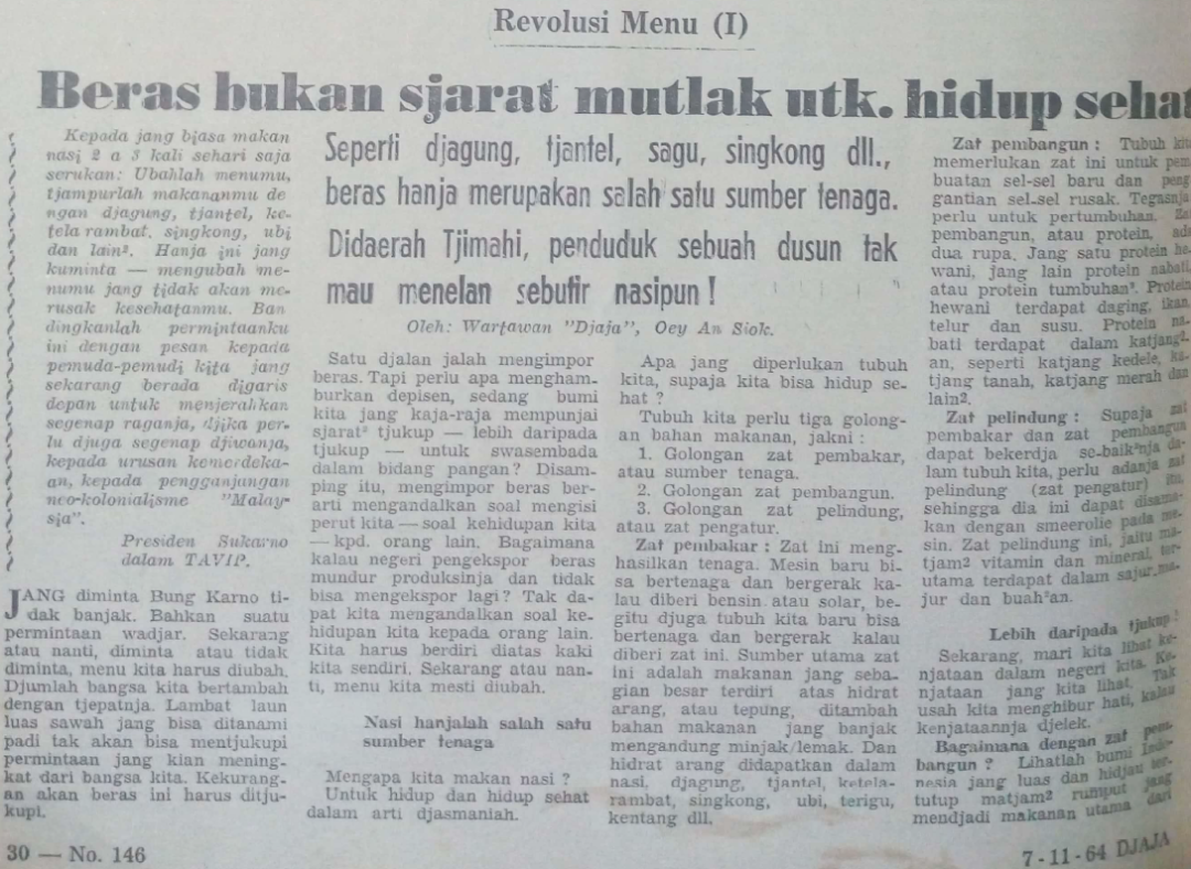 Revolusi Menu Makan orang Indonesia