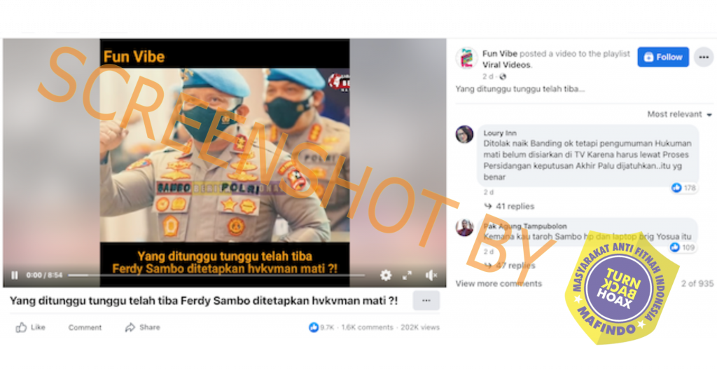 [HOAKS atau FAKTA]: Ferdy Sambo Dijatuhi Hukuman Mati