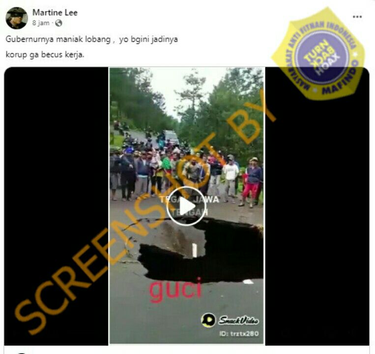 [HOAKS atau FAKTA]: Jalanan Ambles di Tegal Akibat Gubernur Tak Berhasil