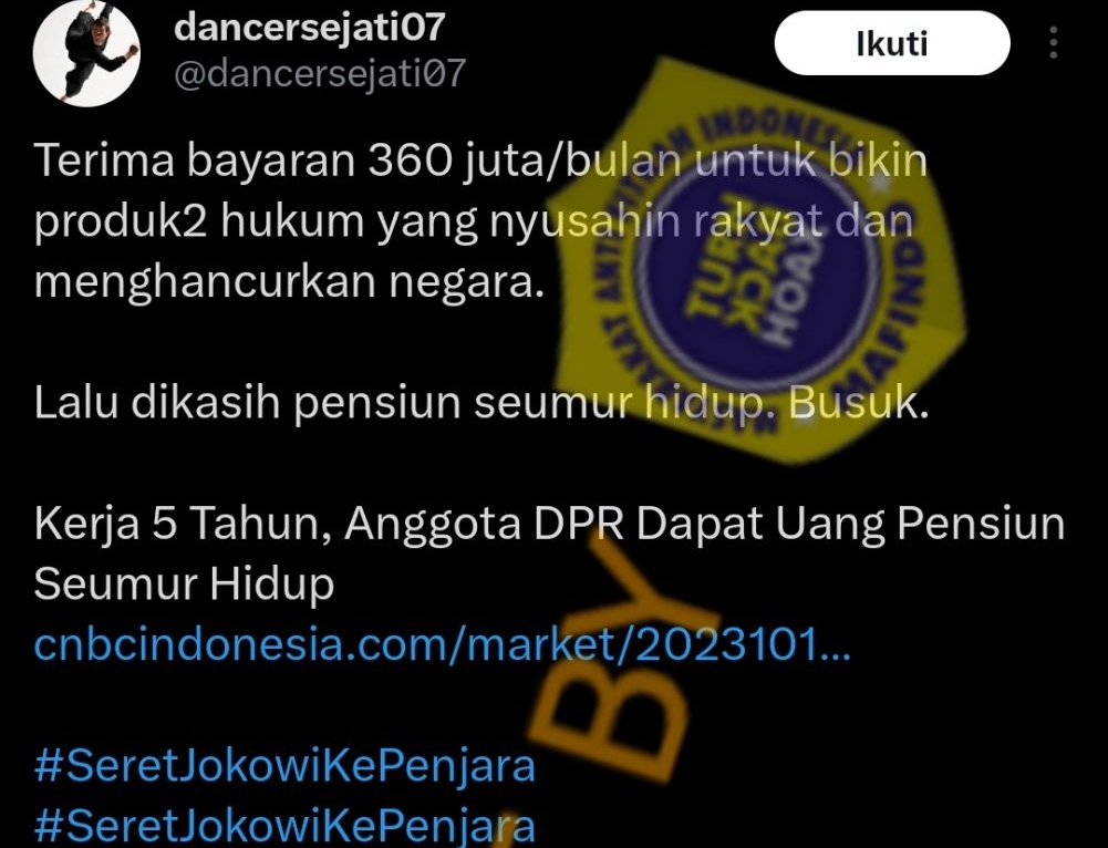 [HOAKS atau FAKTA]: Anggota DPR Terima Honor Tiap Bulan Rp 360 Juta