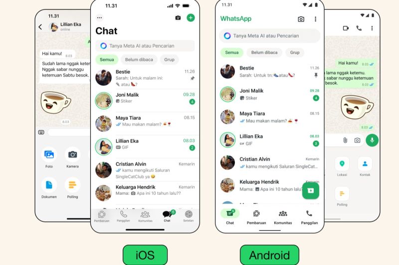 Desain terbaru WhatsApp sudah hadir di Android dan iOS