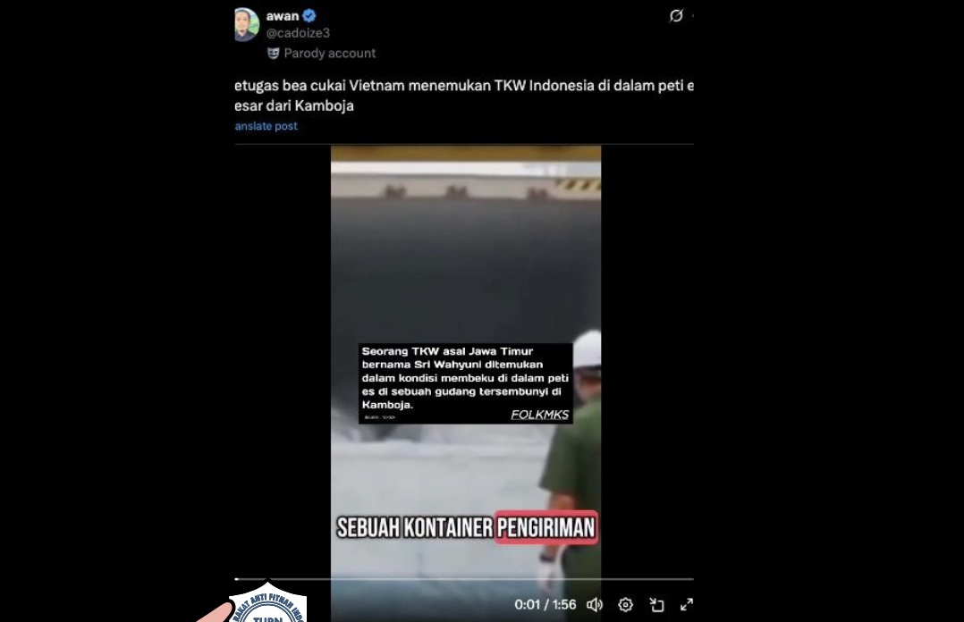 [HOAKS atau FAKTA]: TKW Indonesia Dalam Peti Es Dikirim dari Kamboja